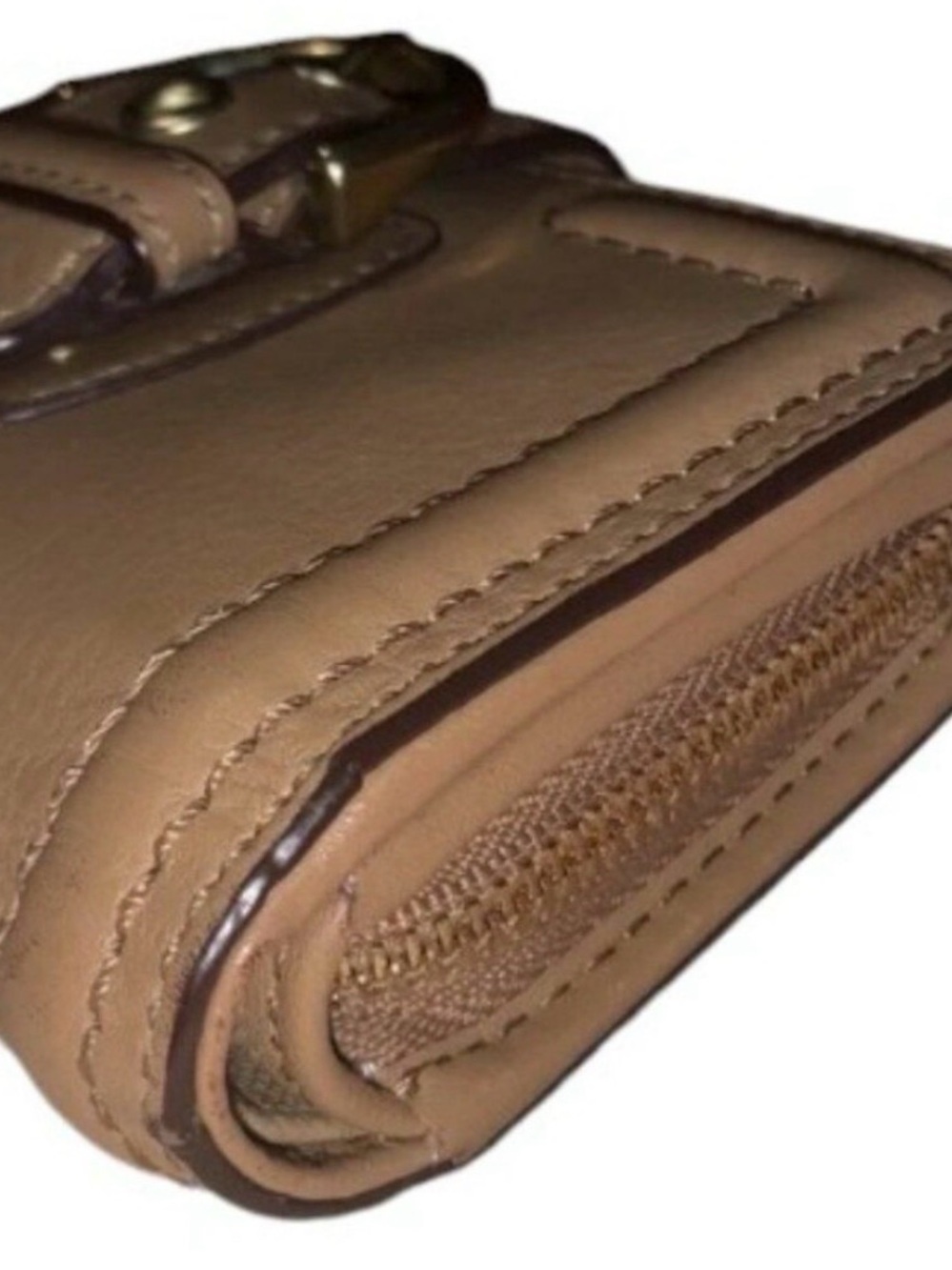 COACH Taupe Leather Buckle Continental Wallet - Picture 3 of 8